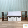 Organizador de Juguetes en Madera de Roble con Biblioteca de Melamina y Cajones de MDF - Kids Decor Colombia
