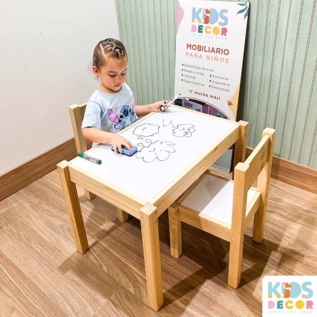 Mesa Infantil con Superficie Borrable y Silla – Kids Decor Colombia