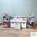 Organizador de Juguetes en Madera de Roble con Biblioteca de Melamina y Cajones de MDF - Kids Decor Colombia