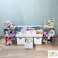 Organizador de Juguetes en Madera de Roble con Biblioteca de Melamina y Cajones de MDF - Kids Decor Colombia