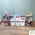 Organizador de Juguetes en Madera de Roble con Biblioteca de Melamina y Cajones de MDF - Kids Decor Colombia
