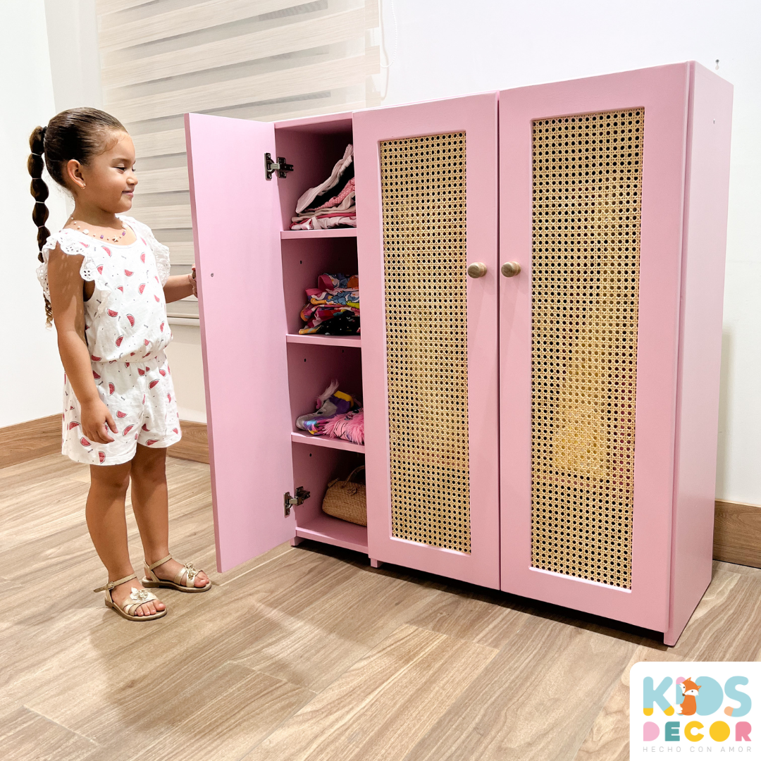 Armario Organizador Infantil con Puerta de Rattan