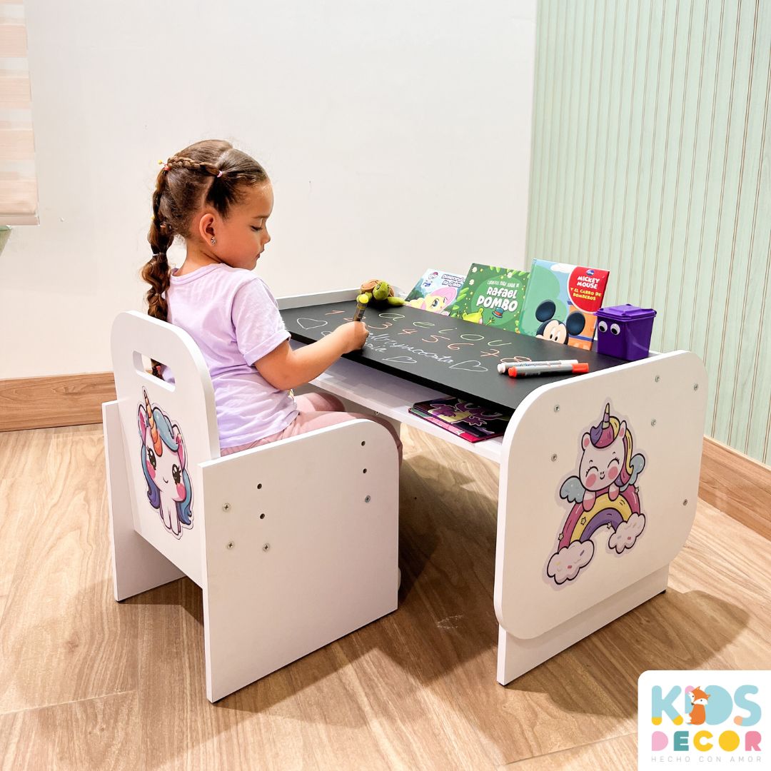 Set Escritorio y Silla Infantil CreceConmigo - Temática Unicornio - Kids Decor Colombia