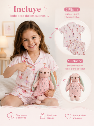 Pijama Bailarina + Peluche Conejita de Ensueño